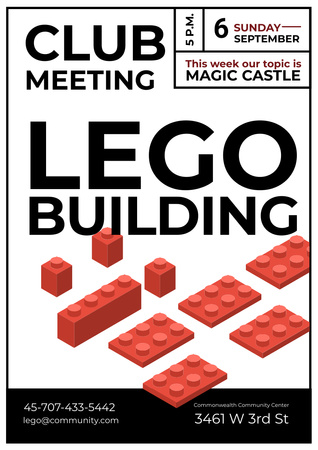 Lego building club meeting Poster A3 Design Template