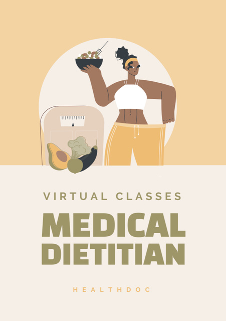 Medical Dietitian Virtual Classes Announcement Flyer A5 Design Template