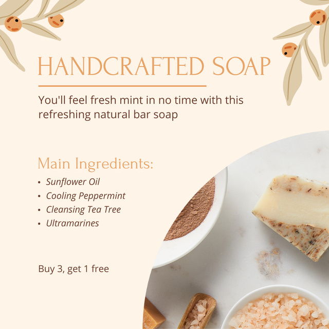 Offer of Handcrafted Soap from Natural Materials Instagramデザインテンプレート