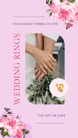 Ontwerpsjabloon van Instagram Video Story van Wedding Rings Offer With Discount In Pink