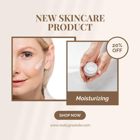 Designvorlage New Moisturizing Skincare Product With Discount für Instagram