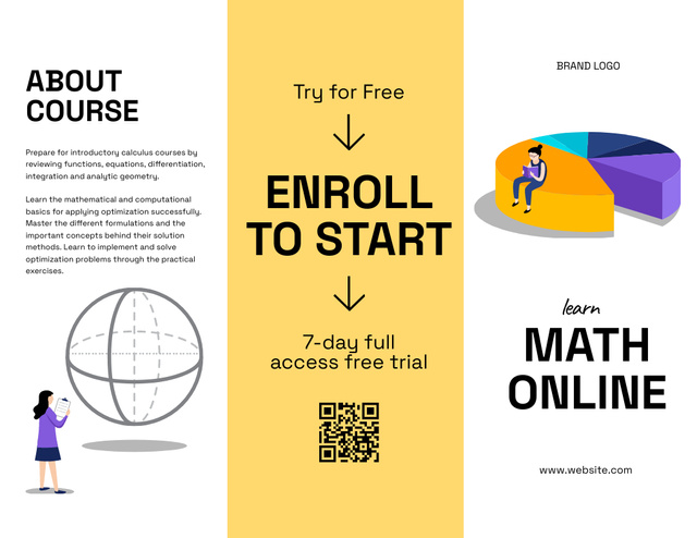 Math Online Courses Ad Brochure 8.5x11in Πρότυπο σχεδίασης