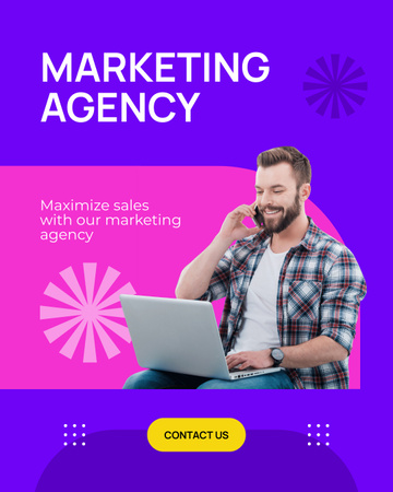 Szablon projektu Marketing Agency Service Proposal with Young Attractive Man Instagram Post Vertical