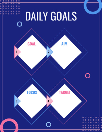 Daily Goals In Blue Notepad 8.5x11in Design Template