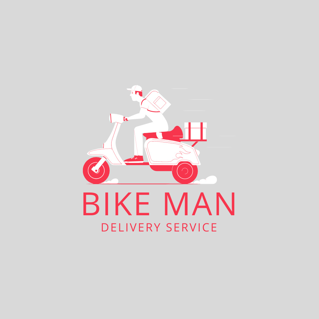 Plantilla de diseño de Delivery Services Ad with Courier on Moped Logo 