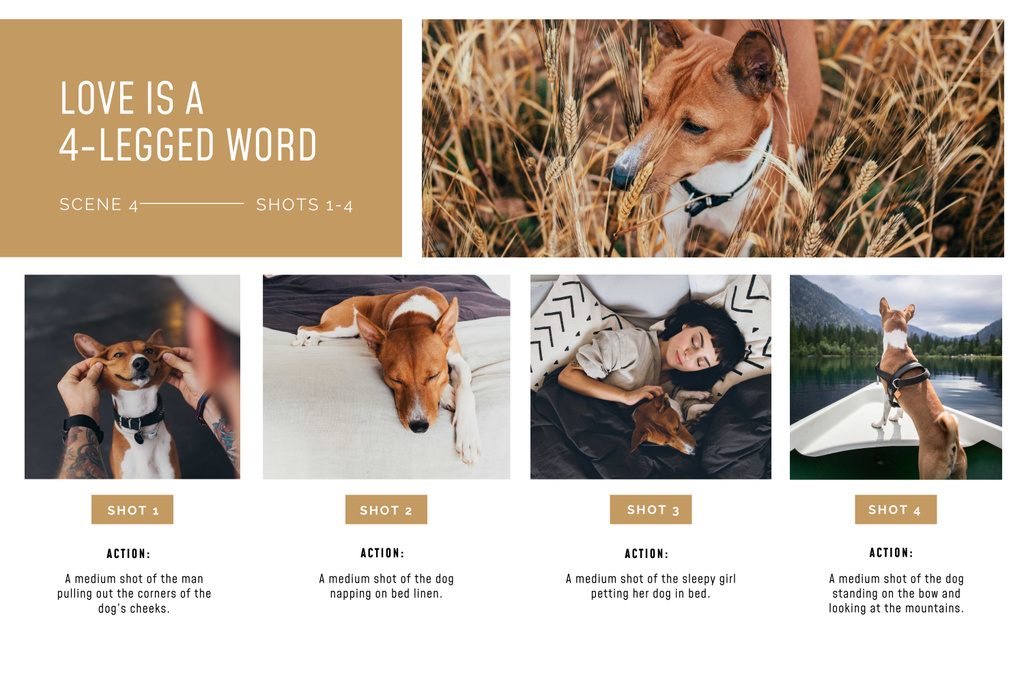 Owner Girl with Funny Dog Storyboardデザインテンプレート