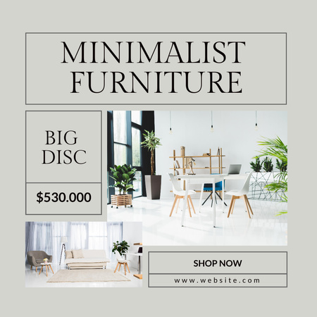 Designvorlage Minimalist Furniture Big Discount Instagram Post für Instagram