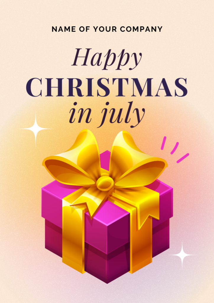 Awesome Christmas in July Congrats with Pink Gift Box Flyer A4 Šablona návrhu