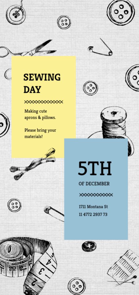 Sewing day Event with Tools for Needlework Flyer DIN Large Design Template
