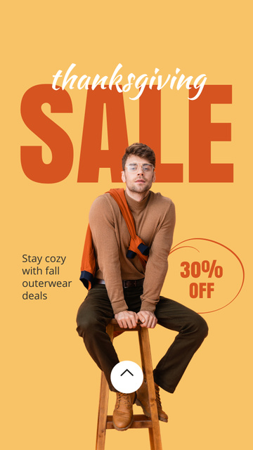 Plantilla de diseño de Fashionable Outfits For Men With Discount On Thanksgiving Day Instagram Video Story 