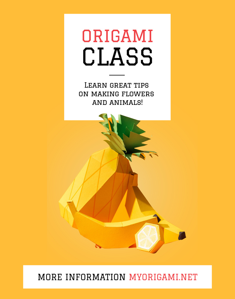 Platilla de diseño Origami Classes Invitation with Paper Fruits Poster 22x28in