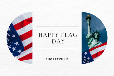 Modèle de visuel Salutation de vacances de la Journée du drapeau national des États-Unis avec la Statue de la Liberté - Postcard 4x6in