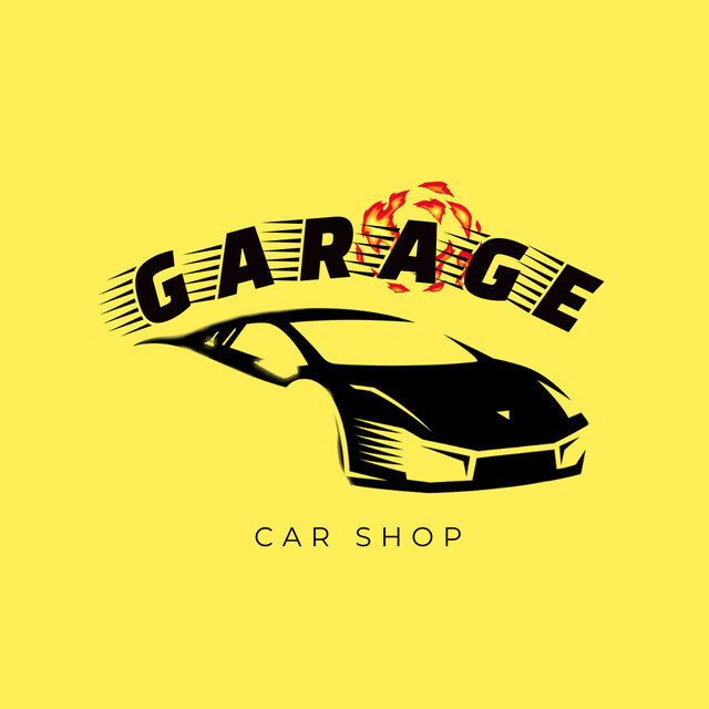 Car Shop In Garage Promotion Animated Logo Šablona návrhu