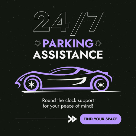 24/7 Customer Support Service for Parking Instagram Design Template