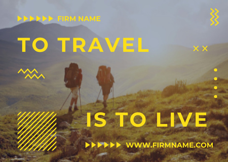 Hiking travel motivation with Hikers Card Design Template