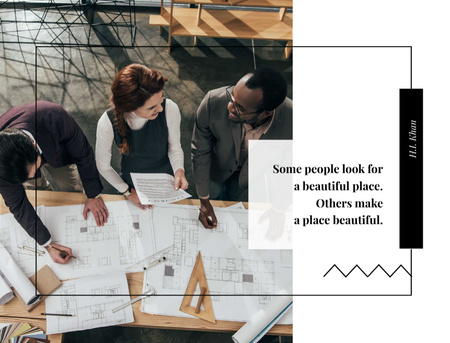 Team of Architects Working in Office Postcard 4.2x5.5in Design Template