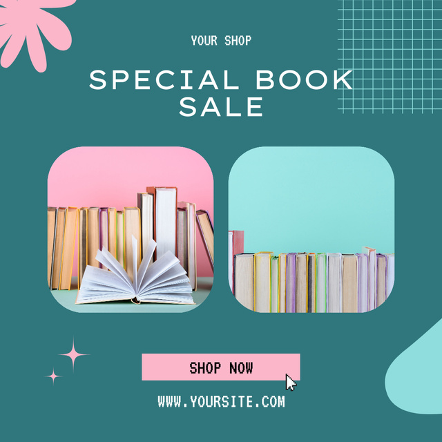 Special Sale of Books on Blue Instagram Design Template