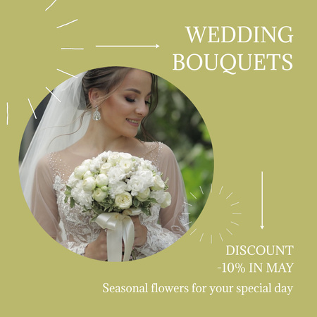 Template di design Floral Bouquets With Discount For Wedding Animated Post
