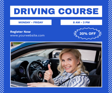 Driving School Couching Offer With Discount And Registration Facebook Design Template