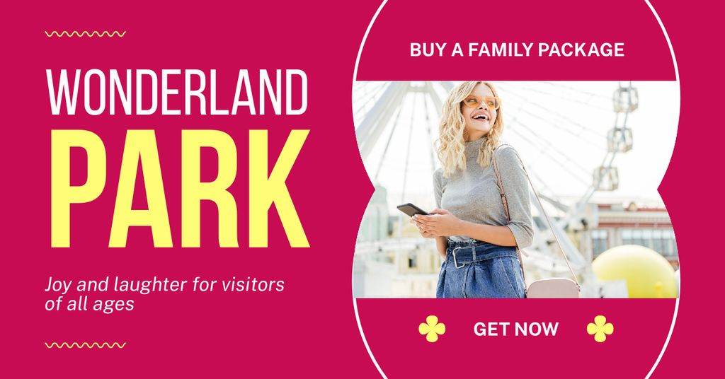 Platilla de diseño Family Package Pass For Joyous Wonderland Park Facebook AD