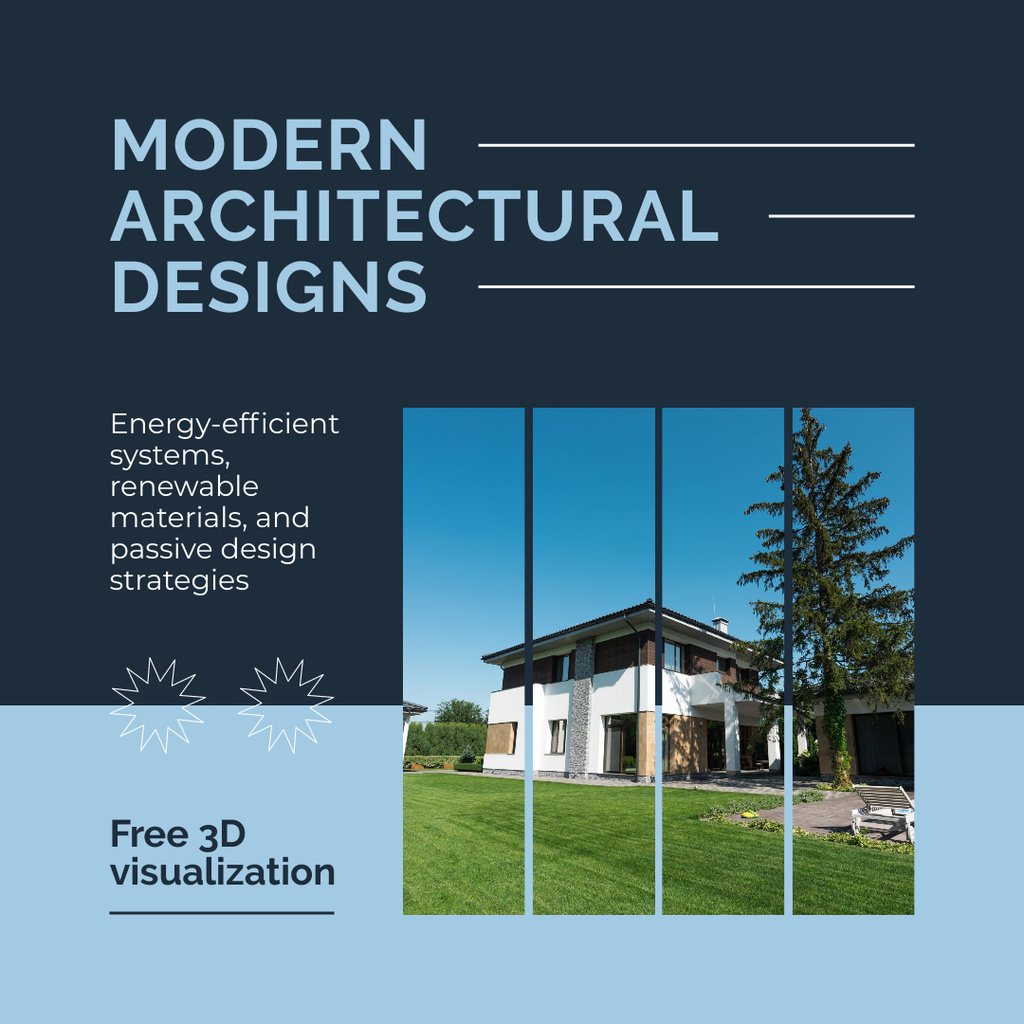Ad of Modern Architectural Designs with Luxury Mansion Instagram Design Template