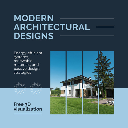 Designvorlage Werbung für moderne Architekturdesigns mit Luxusvilla für Instagram