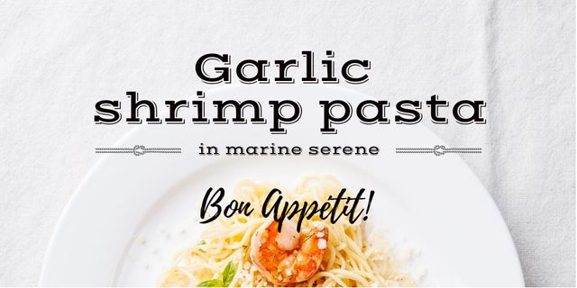 Ontwerpsjabloon van Twitter van Garlic shrimp Pasta Dish