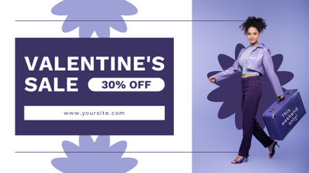 Valentine's Day Sale with Beautiful American Woman FB event cover Modelo de Design
