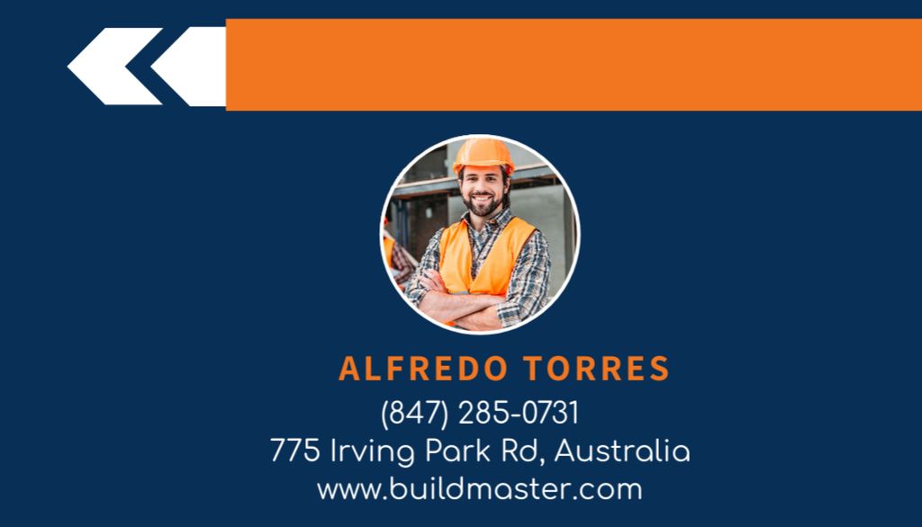 Worker Offers Home Renovations and Enhancement Business Card US Design Template