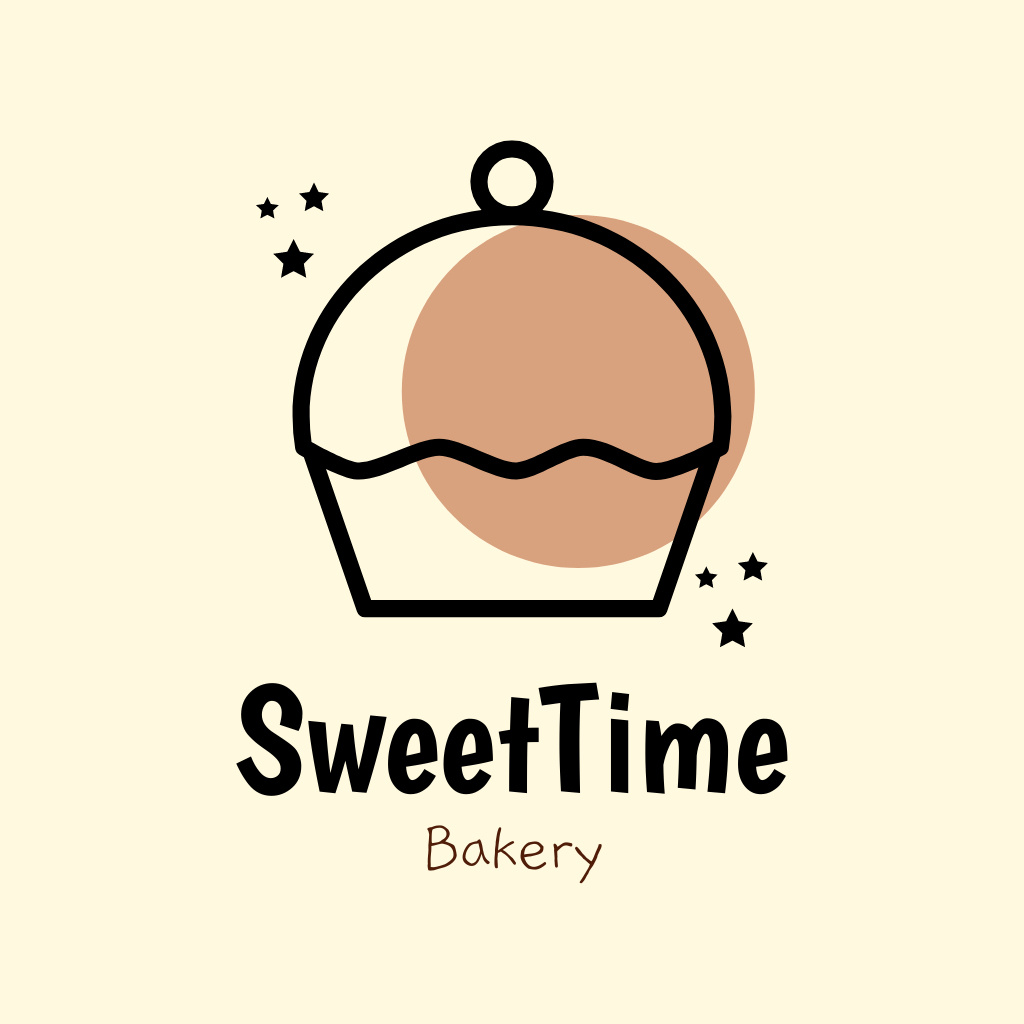 Emblem of Bakery Shop with Cake Sketch Logo Design Template