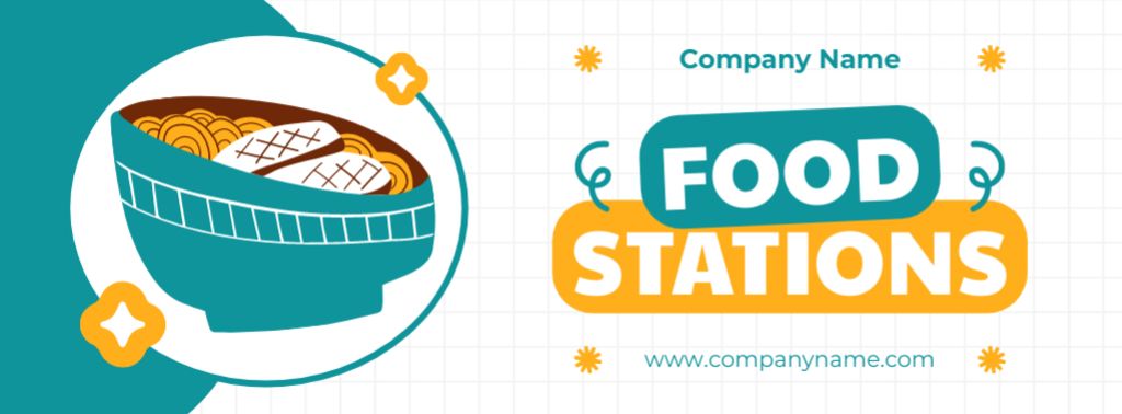 Modèle de visuel Catering Services with Illustration of Food - Facebook cover