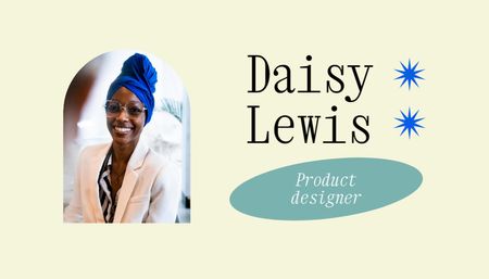 Ontwerpsjabloon van Business Card US van Product Designer Proposal with Attractive African American Woman
