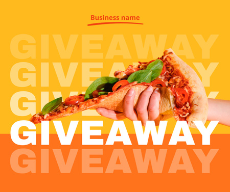 Designvorlage Giveaway Announcement with Delicious Pizza für Facebook