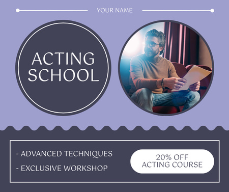 Desconto em Workshop Exclusivo na Acting School Facebook Modelo de Design