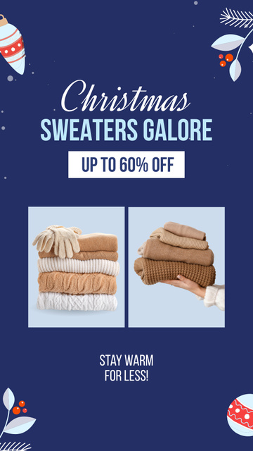 Plantilla de diseño de Offer of Christmas Sweaters Galore with Discount Instagram Video Story 