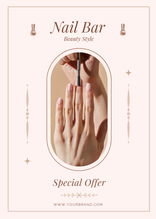 Beauty Salon Ad with Offer of Manicure Flayer Design Template