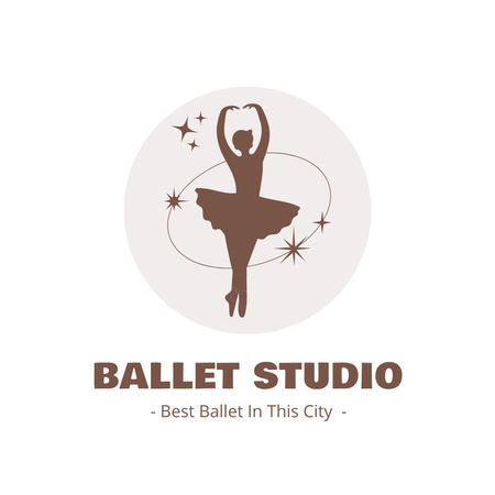 Template di design Annuncio dello studio di balletto con la silhouette della ballerina Animated Logo