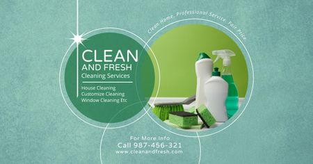 Designvorlage CLEAN AND FRESH CLEANING SERVICES - FB AD für Facebook AD
