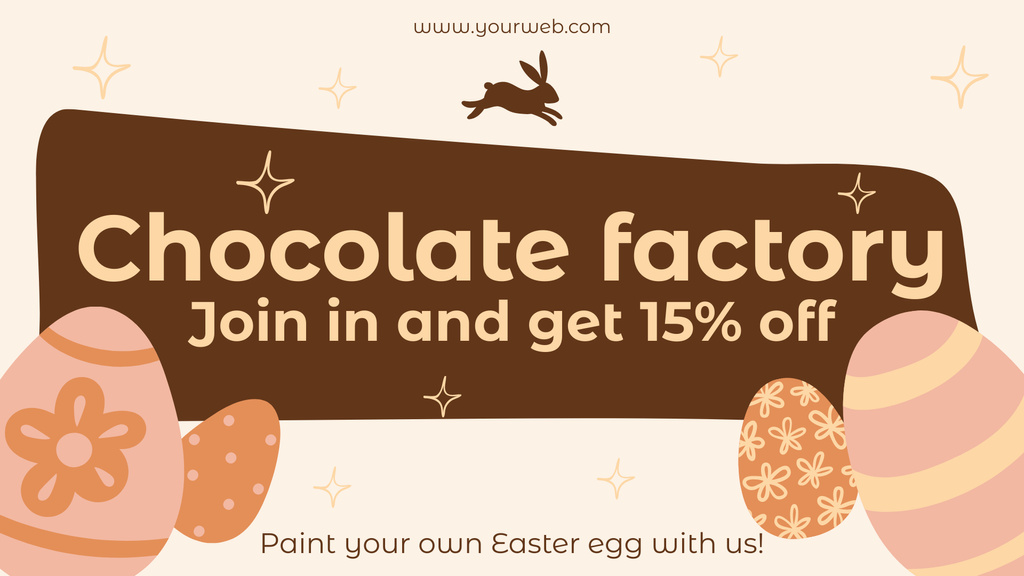 Chocolate Factory Promotion with Easter Eggs FB event cover Tasarım Şablonu