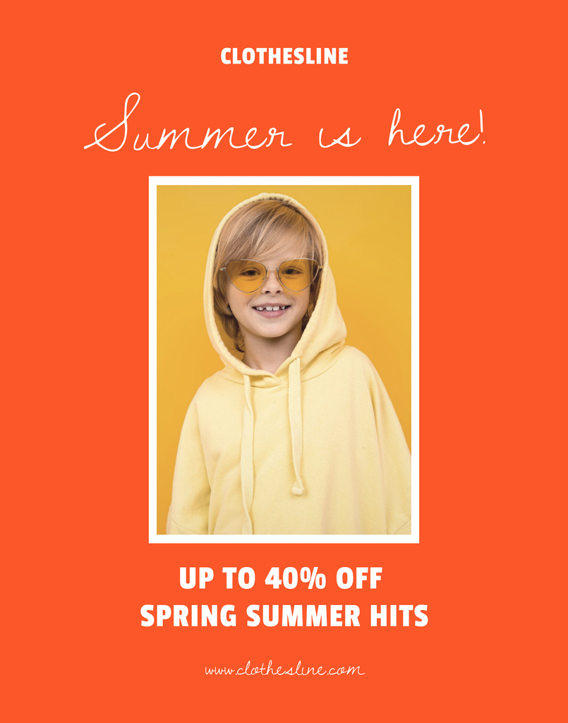 Discount on Summer Clothes for Kids Poster 22x28in Design Template