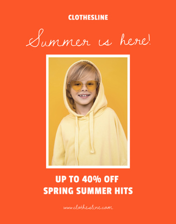 Summer Sale Announcement with Cute Kid Poster 22x28in Design Template