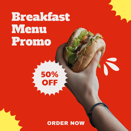 Designvorlage Tasty Burger in Female Hand für Instagram