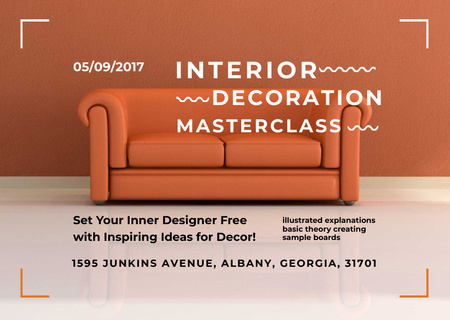 Interior decoration masterclass with Orange Sofa Postcard Modelo de Design
