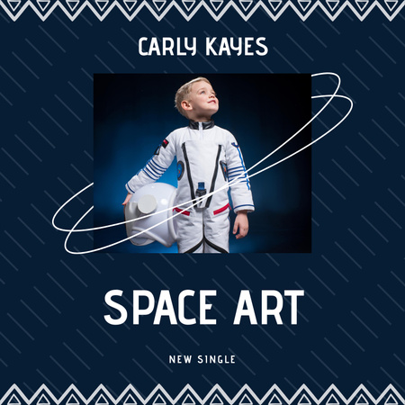 Designvorlage Kind im Astronautenkostüm für Album Cover