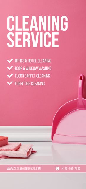 Cleaning Service Advertisement in Pink Flyer 3.75x8.25in Πρότυπο σχεδίασης