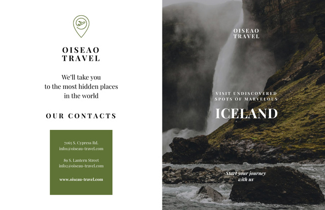 Awesome Iceland Tours for a Journey Amidst Mountains Brochure 11x17in Bi-fold tervezősablon