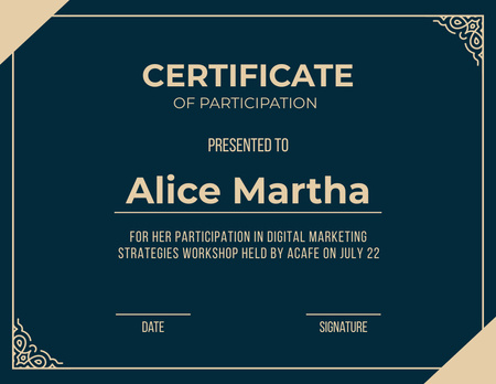 Achievement Award in Marketing Strategy For Business Company Certificate Design Template