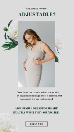 Ontwerpsjabloon van Instagram Story van Aanbieding van verstelbare kleding met zwangere vrouw