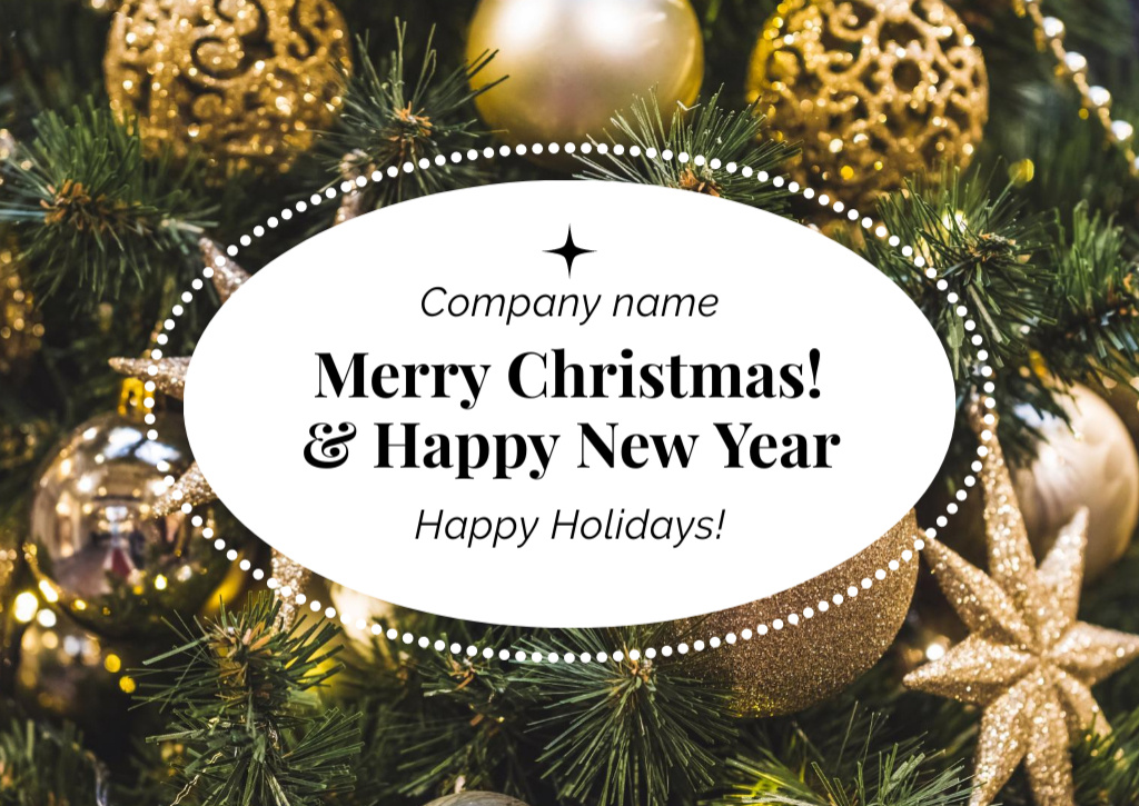 Christmas and New Year Holidays Greeting Postcard – шаблон для дизайна