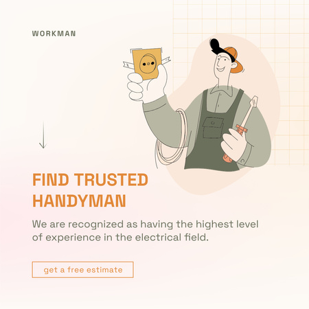 Trustworthy Handyman Services Promotion In Beige Instagram AD Design Template